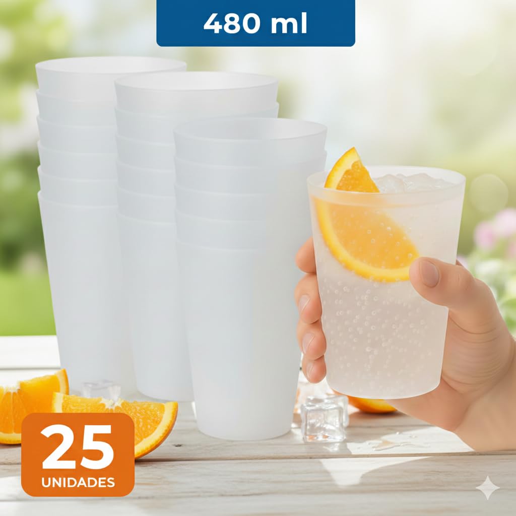 ZENIC | 25 Vasos Desechables de Plastico Duro | 480 ml | Reutilizables | Resistentes y Duraderos Aptos para lavavajillas | Ideales para Fiestas y Eventos | Sin BPA — view 2