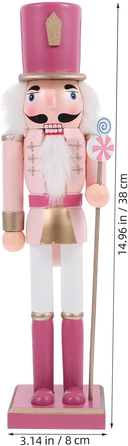 Christmas Nutcracker Figurine 38cm Pastel Wood Nutcracker Soldier Decoration for Holiday Home and Party Seasonal Décor