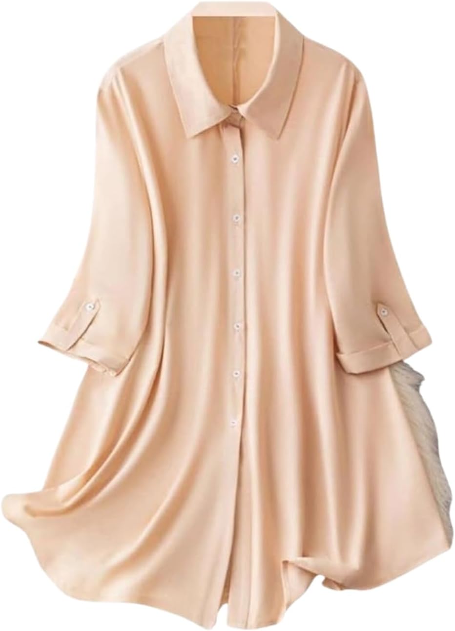 - Women's Shirt Dress | Knee Length Dresses | Loose Fit | Button-Down | 3/4 Sleeve | Vacation Outfit (Pack of 2 | Value Pack)