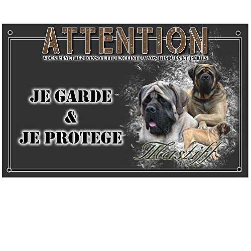 Pets-Easy.com Je Monte la Garde personnalisée Old English Mastiff - pré percée et vis comprises. De 30 cm à 15 cm…