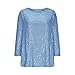 Holiday Shirt Women Crewneck 3/4 Sleeve Glitter Tshirts Fashion Comfortable Outdoor Party Club Dressy Tops for Women for Evening Party Womens Holiday Party Tops Shiny Top Blue