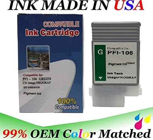 Vivid Colors PFI-106 130ml Compatible Ink Cartridge Replacement for Canon PFI-106 (12-Pack Combo) for iPF6300, iPF6350, iPF6400, iPF6450 Ink Tank IPF Printers