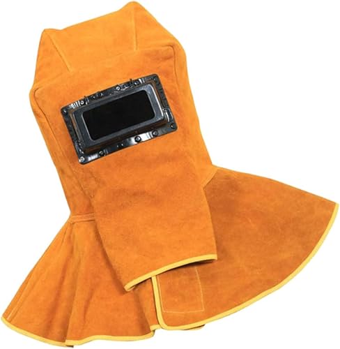 jojofuny Máscara de soldadura de cuero, gorra de soldadura de cuero, visera de soldadura, sombrero de soldador, gorra de soldadura con cuello