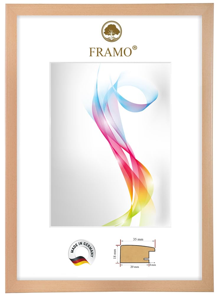 FRAMO Holz Bilderrahmen 70 x 120 cm (Bildmaß) in Buche Natur | Größe wählbar | Rahmen für Poster | Puzzle | Foto collage | Maßanfertigung | Fotorahmen nach maß