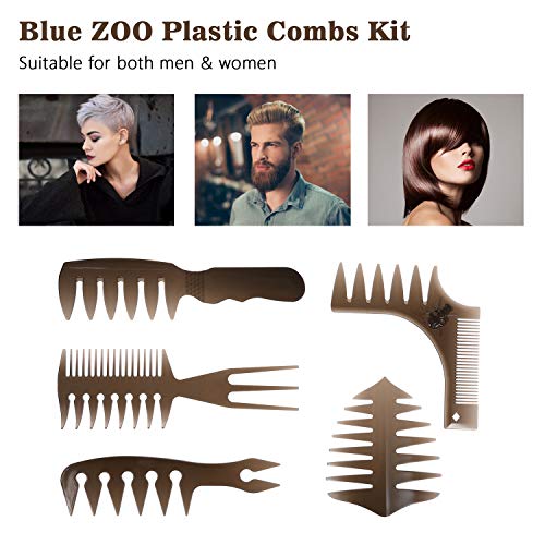 KKmoon Kit de pentes de plástico 5 peças de penteado para desembaraçar cabelo Pente de dente largo P