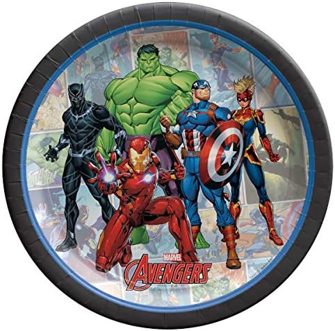 amscan Marvel Avengers Powers Design Round Paper Plates-8pc
