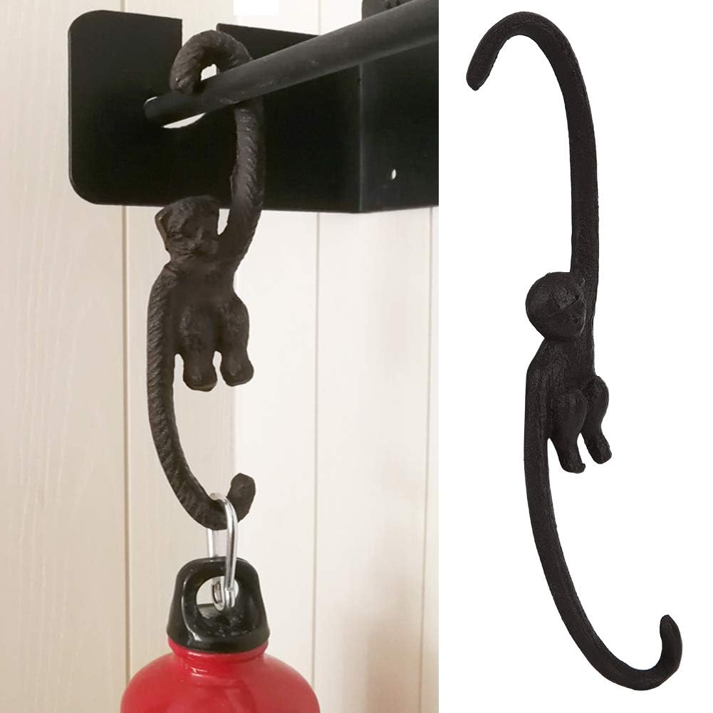 Cast Iron Monkey Hook Hanger Key Holder Decorative Wall Mount for Home and Garden Ideal for Indoor Outdoor Use