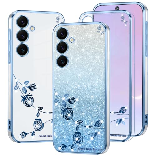Coque Samsung S24 FE transparente avec motif floral rose en silicone antichoc