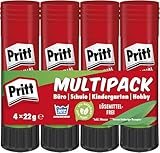 Pritt Klebestift, sicherer und kinderfreundlicher Bastelkleber für Kunst und Bastelarbeiten, starker Kleber für Schule & Bürobedarf, 4x22g Pritt Stift