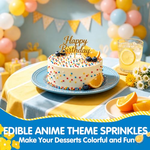 Image of Edible Nonpareils Sprinkles,Red Blue Yellow White Pearls Sprinkle for Cake