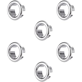 Sink Overflow Ring Pack of 6 Universal Sink Overflow Cover Sink Overflow Ring Trimming Overflow Drain Cap for Kitchen Bathroom Sink Hole