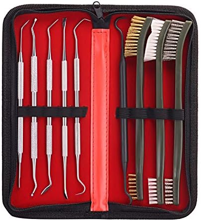 Universal Gun Cleaning Kit Pick Set for All Guns Double-Ended Nylon Brass Steel Brush, Metal Ploymer Picks Set with Case (Kit-A9)