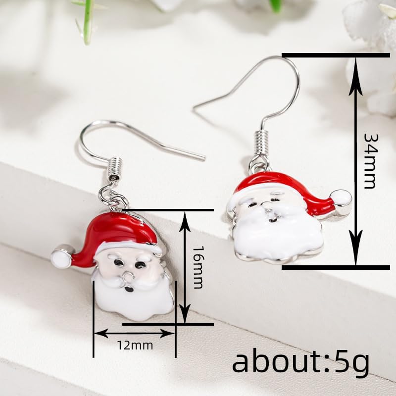 Santa Enamel Painting Drop Earrings for Women – Gold Plated Alloy Christmas Design, Festive Statement Jewelry Gift for Her, Holiday Present for Best Friend or Sister image 5