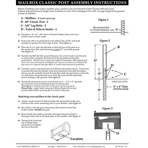 Whitehall Premium Mailbox With Post - Custom Capitol Top Mount Mail Box, Large Mailboxes For Outside, Personalized Metal Mailbox - White/Gold #TOP3