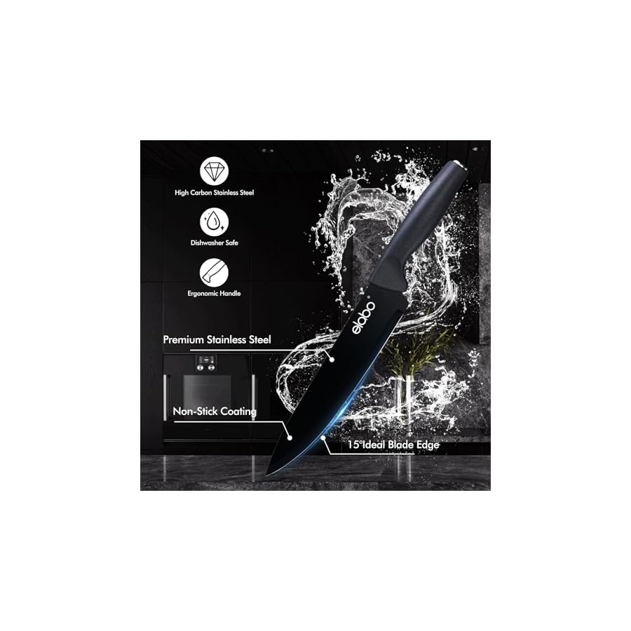 elabo-Kitchen-Knife-Set-High-Carbon-Stainless-Steel-Knife-Set-for-Kitchen-with-Block-and-Built-in-Sharpener-Premium-Kitchen-Knife-Block-Set-Includes-4-Serrated-Steak-Knives-and-Scissor-Dishwasher elabo Kitchen Knife Set, High Carbon Stainless Steel Knife Set for Kitchen with Block and Built-in Sharpener, Premium Kitchen Knife Block Set, Includes 4 Serrated Steak Knives and Scissor, Dishwasher