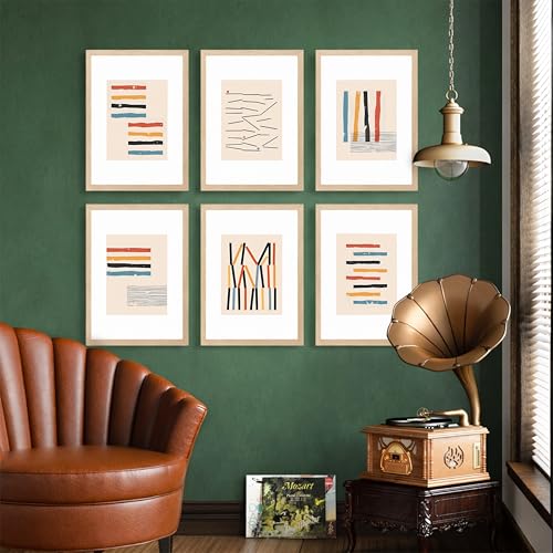 Image of NoWorries Set of 6 Premium Modern Minimal Art Wall Poster Paintings | Elegant Living Room Wall Decor for Home Decoration (13x17 Inches) | ART ATTACK-5 Collection