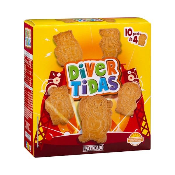 Galletas Divertidas con cereales Hacendado 411 gr. (Paquete 10 x 40 gr.)