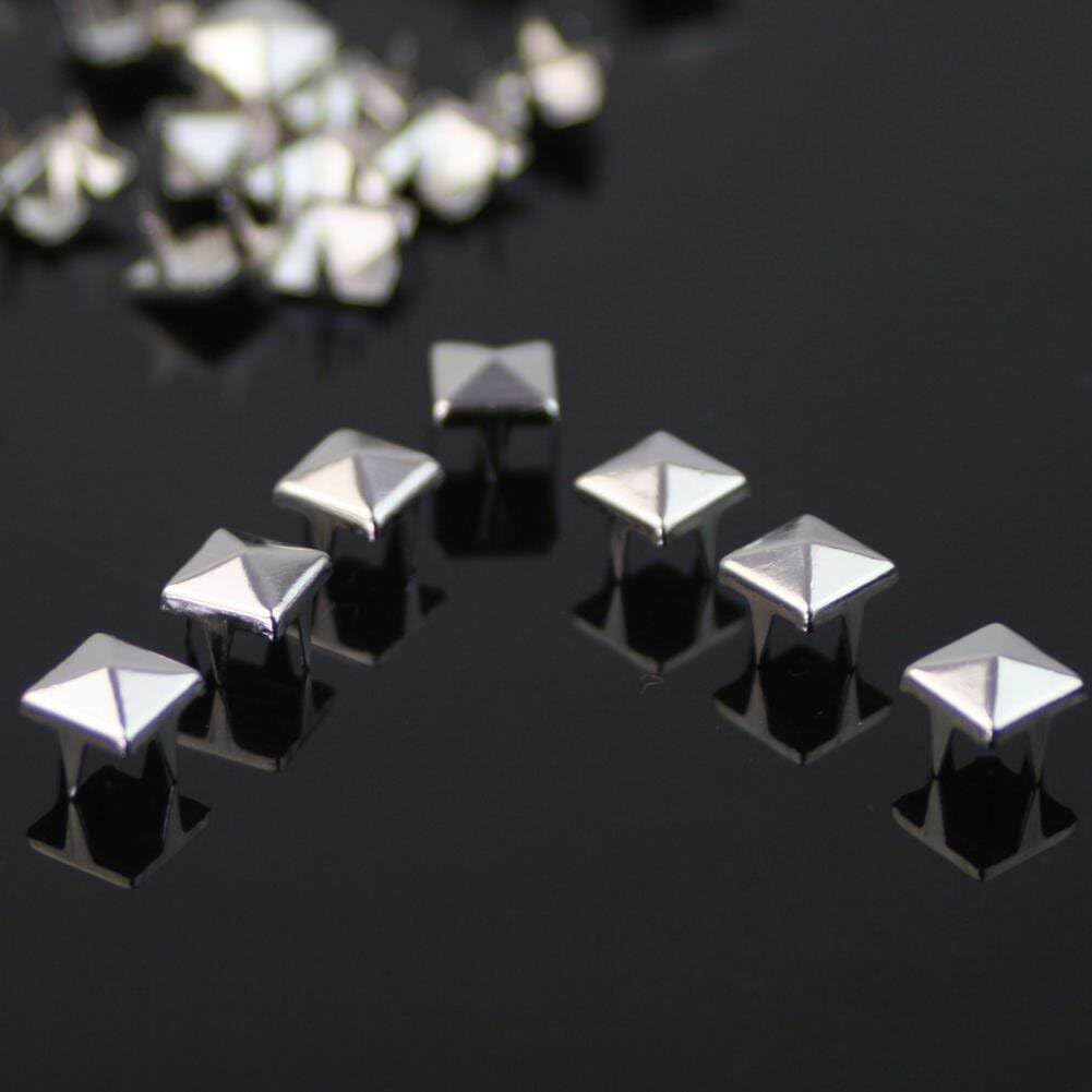 Froiny 200pcs Punk Pyramid Studs Silver Spike Nailheads Rivet Shoes for DIY Craft Decorative Bags Clothes 7mm