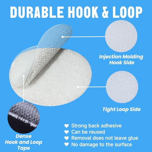 Image of Self Adhesive Dots, 0.59 inch Hook and Loop Circles, 1000 Pcs Round Fasteners with Strong Adhesive Backing, Waterproof Nylon for Classroom, Office & Home (Translucent)