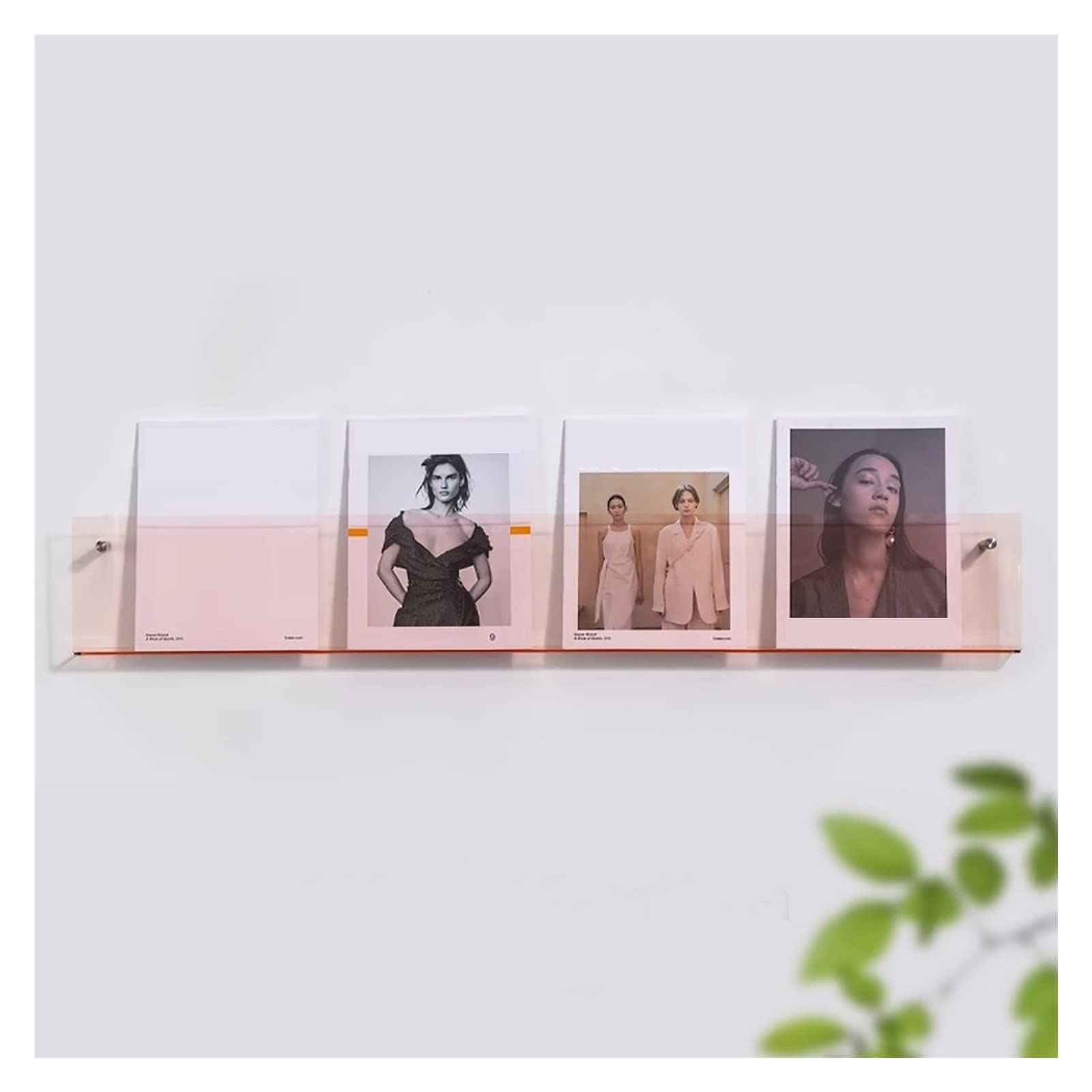 SAeWare Wandmontierter Zeitschriftenständer aus Acryl, zum Aufhängen von Broschüren/Literatur/Zeitungen, für Lobby/Bibliothek/Empfang, transparent, 120 x 15 x 5 cm, Rosa, 100 x 15 x 5 cm