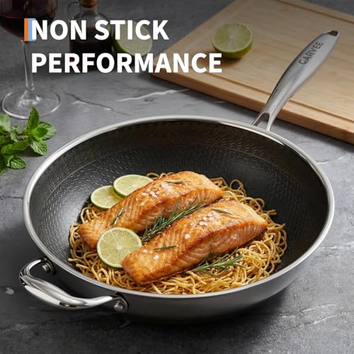 Wok de acero inoxidable híbrido 12 pulgadas con antiadherente miniatura 5