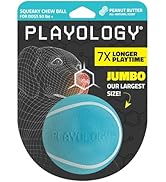 Playology Squeaky Chew Ball for Dogs | Engaging All-Natural Peanut Butter Scented Toy for Large t...