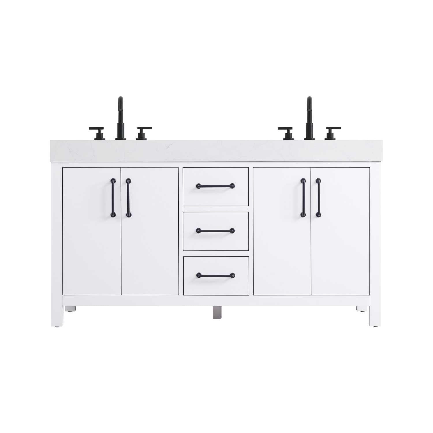 Elegant Kitchen and Bath 60" Double Bathroom Vanity in White by Elegant Lighting – unspecified, Wood, White, Model VF60660DWH