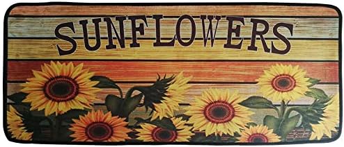 Flytime Rustic Sunflower Runner Rug with Non-Skid Washable Kitchen Floor Rugs Laundry Room Mat Waterproof Floor Runners 16X40Inches