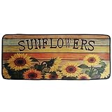 Flytime Rustic Sunflower Runner Rug with Non-Skid Washable Kitchen Floor Rugs Laundry Room Mat Water