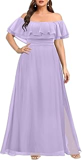 Women's Bridesmaid Dresses for Wedding Plus Size Formal Off The Shoulder Chiffon Maxi Dresses - Buy now