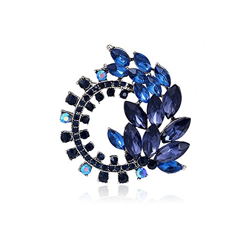 Ezing 4Pcs Deep Blue Brooch Lot With Large Big Size Rhinestone Crystal Fashion Jewelry (Blue) #TOP4