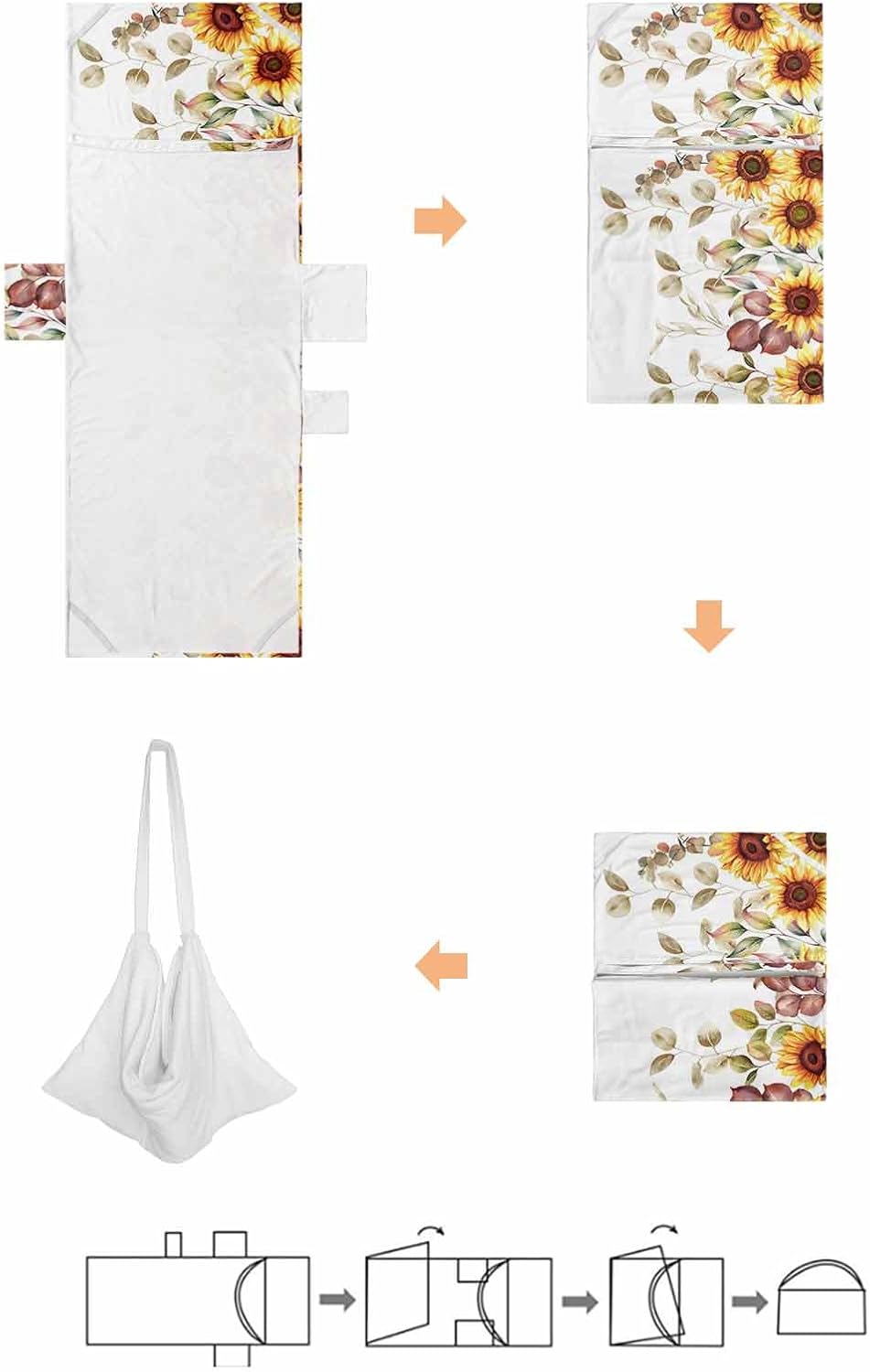 Eucalyptus Leaves Sunflower Beach Pool Patio Lounge Chaise Chair Cover Towel With Pockets,Absorbent & Quick Dry Microfiber Towel Cover Bag Summer Accessories for Sunbathing Autumn Leaf Watercolor