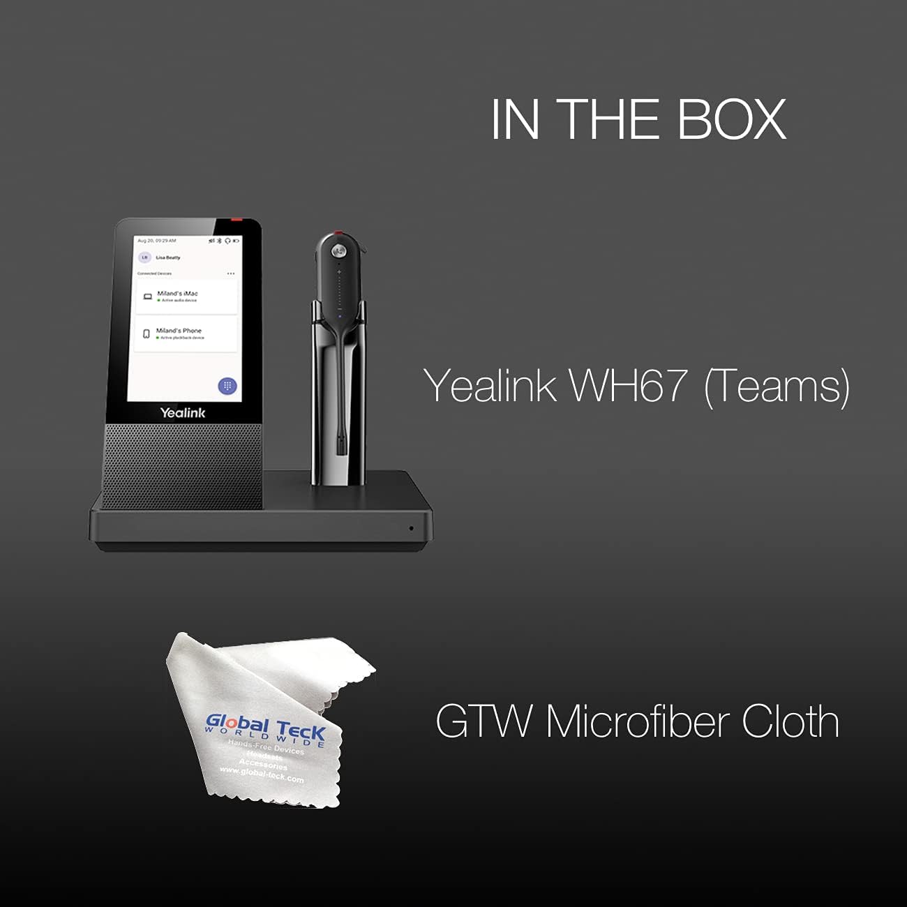 Yealink WH67 Wireless Headset for MS Teams, All Day Battery, Optimized for Voice Audio Clarity, Compatible with Zoom, Meet and Business Apps, PC,Mac, Deskphone image 5 of 6 B098D7K5VN