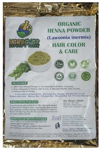 Herbever Henna Powder – 7 oz / 200g | Triple Sifted for Smooth Application | Botanical Hair Treatment | For Natural Hair Color