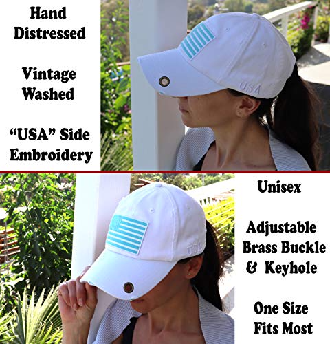 Image of Antourage American Flag Unisex Baseball Hat for Men and Women | USA Flag Mesh Snapback Flat Visor Cap + 2 Patriotic Patches