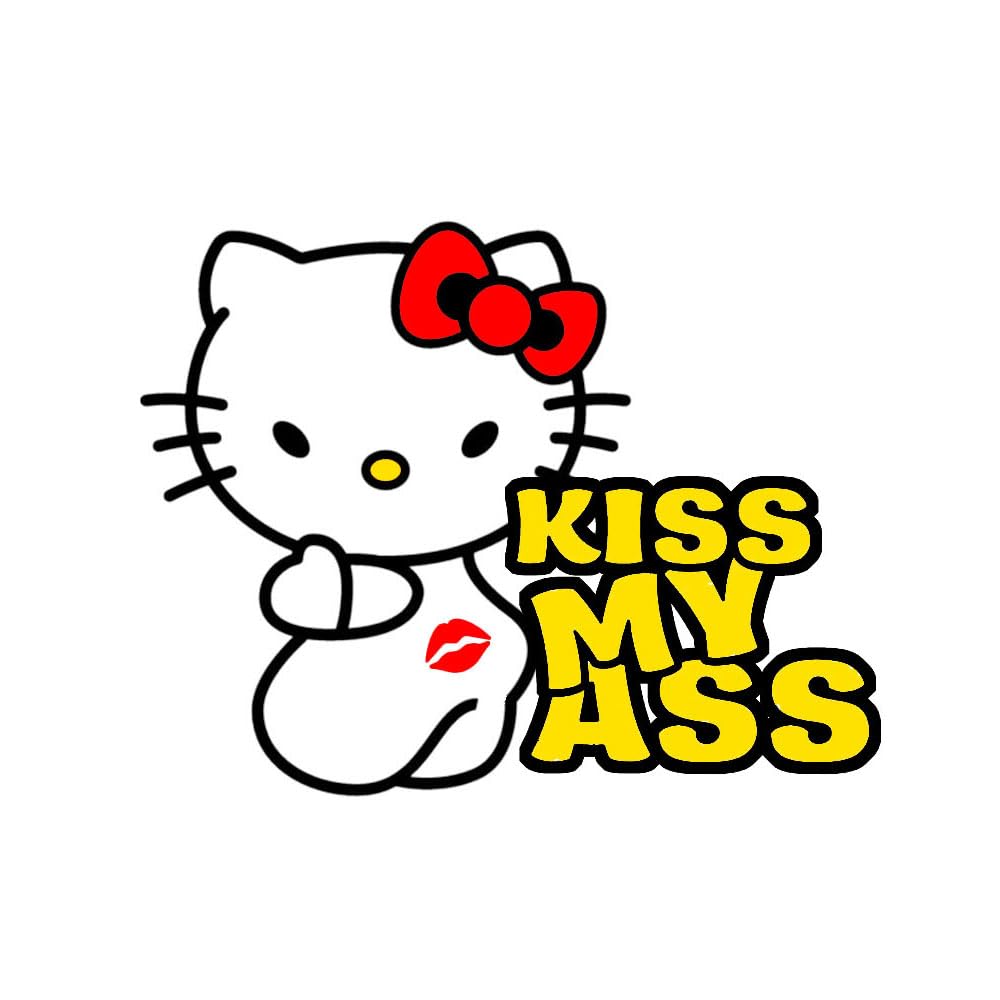 Kitty Kiss My Ass Cartoon Sticker Vinyl Waterproof Sticker Decal for Car Laptop Wall Window Bumper 5.9"