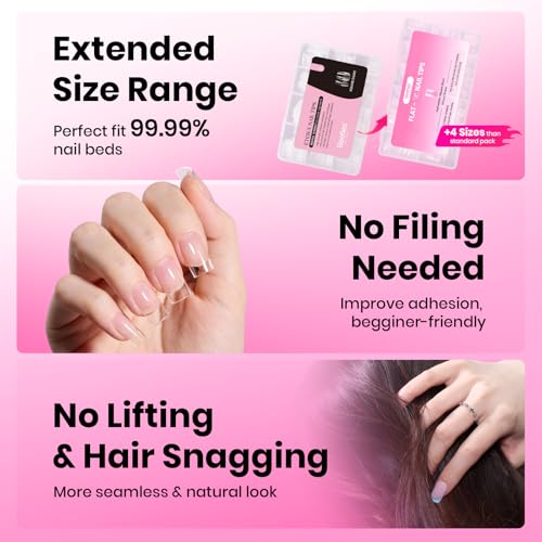 Image of Beetles Flat-X Soft Gel Nail Tips, Short Square, 640Pcs, 16 Sizes