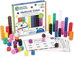 Learning Resources MathLink Cubes Elementary Math Activity Set, Math Manipulative, Preschool Toy, Activity Cards...