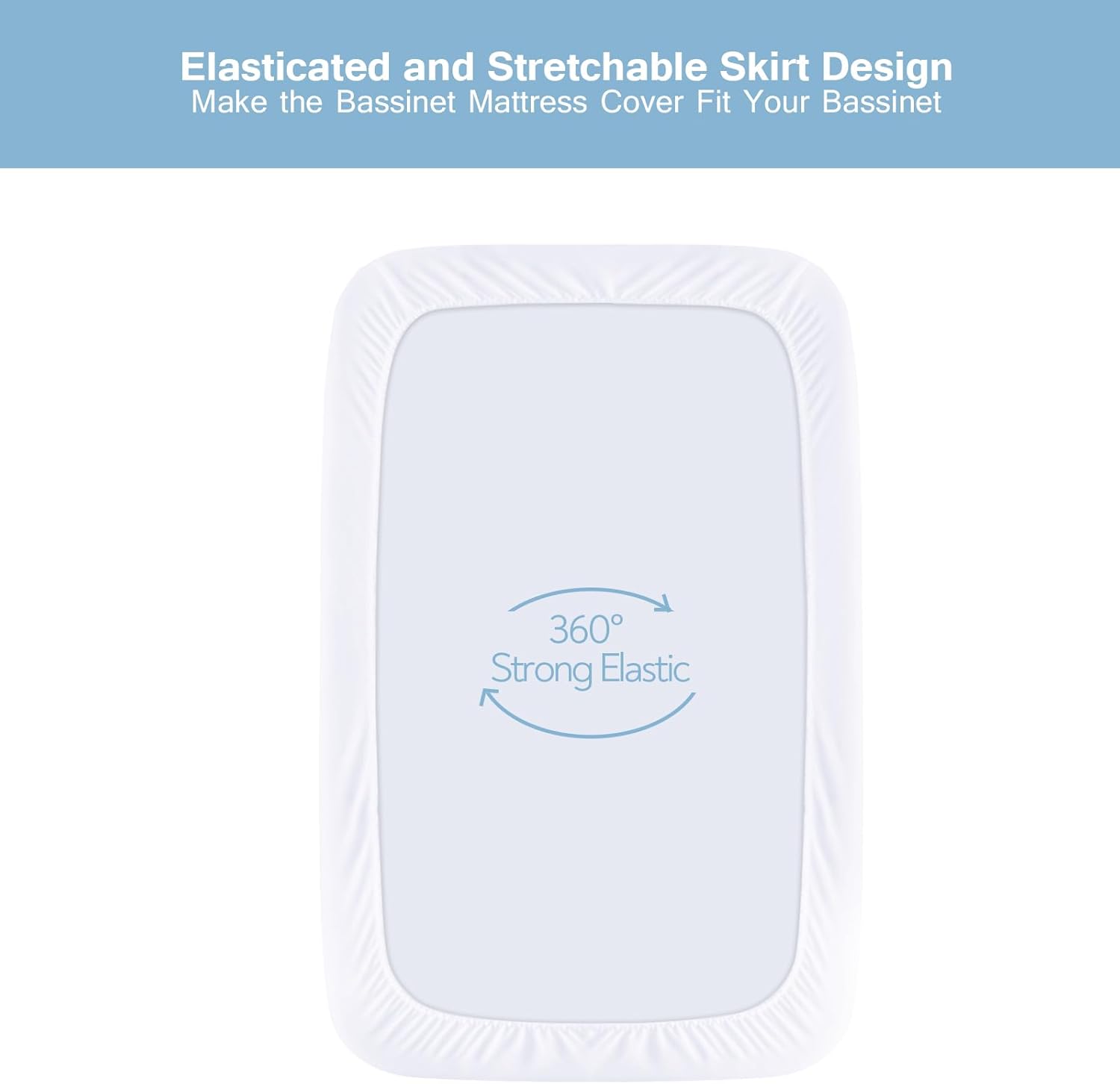 Waterproof Bassinet Mattress Protector Cover, Fits for Baby Delight, whiffee, AirClub, HARPPA and Larex 3 in 1 Bassinet Bedside Sleeper, 2 Pack, Skin Friendly and Breathable Bassinet Mattress Pad - Image 4