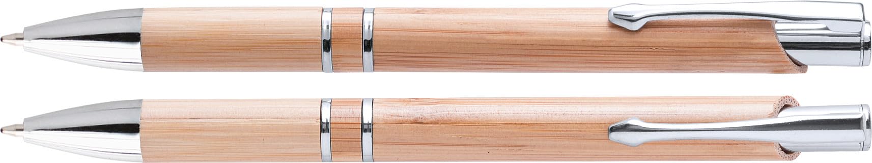 MPM Quality Bolígrafo de bambú con grabado láser personalizado, con texto y logotipo para empresa, con clip de metal, madera, respetuoso con el medio ambiente, precio por 1000 unidades