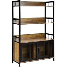 3-Layer Bread Rack Industrial Kitchen Microwave Shelf with Storage Cabinet Multifunctional Furniture Color A, Size As Shown