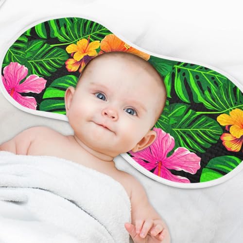 J JOYSAY Monstera Tropical Leaves Black Baby Burp Cloths for Boys Girls Large 22''x11'' Cotton 4 Layer Burp Clothes Set for Drool Babies one sizex44