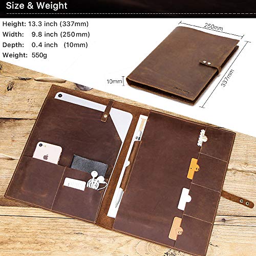 Leather Sleeve For Ipad Pro 12.9" With Pencil Holder & Card Holder - Handmade From Genuine Leather (Cover, Bag, Case, Protection) #TOP4