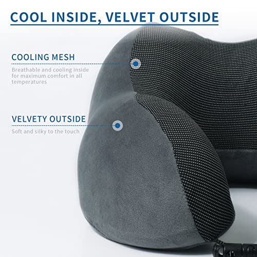 Miniatura 7 de Almohada De Viaje Para Cuello, Almohada Cervical Para Oficina Avión Tren Coche Viajando, Almohada Cuello Viscoelastica De Espuma Memoria, Cojin De Viaje Cuello Con Máscara De Ojos, Tapones Y Bolsa