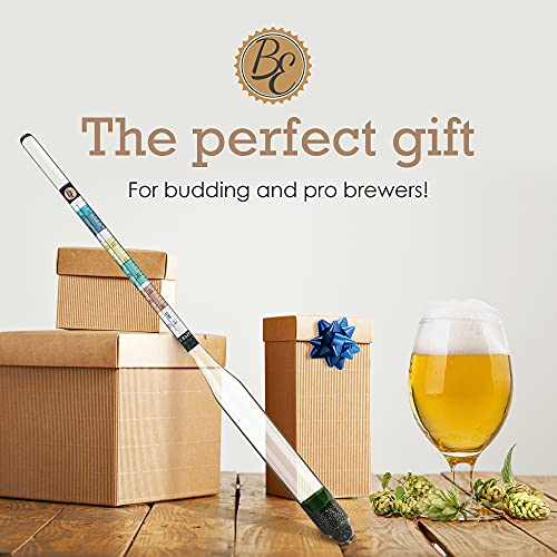 Brewer's Elite Hydrometer - For Home Brew Beer, Wine, Mead And Kombucha - Deluxe Triple Scale Set, Hardcase And Cloth - Specific Gravity Abv Tester #TOP7