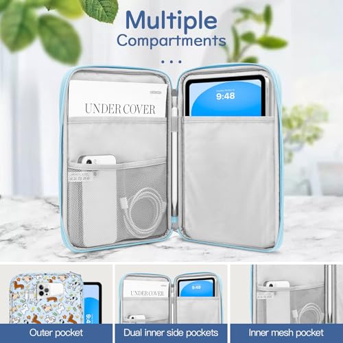 Image of Dadanism 9-11 inch Tablet Sleeve Bag Carrying Case for iPad (A16) 11th Gen 11 inch, iPad 10th Gen 10.9 inch Air 5 /4, iPad Air M4 /Pro 11 inch, iPad 9 /8 /7th, Galaxy Tab A11+ Plus 11 inch, Remarkable 2 10.3 inch, Blue+Dog