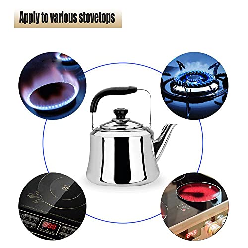Whistling Tea Kettle Teakettle, Tea Kettle Stovetop Stainless Steel Teapot Induction Cooker Tea Kettle With Handle And Buzzer(Color:orange,Size:3L) #TOP3