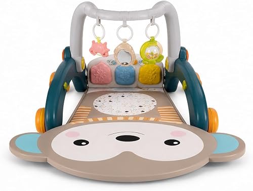 Navy Blue 7-in-1 Baby Activity Walker & Ride-On – Baby Walker, Rocker, Ride-On Toy, Activity Centre, Tummy Time Gym, Play Mat & Learning Station for Infants and Toddlers