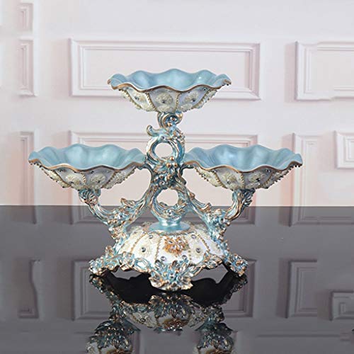 Uxzdx Cujux Blue Fruit Tray - 3 Tray Fashion Design Dried Fruit Tray Modern Living Room Table Decoration #TOP2