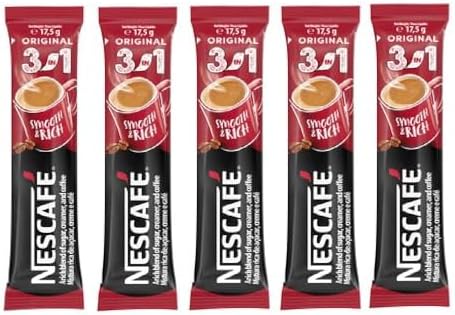 Nescafe Original 3 in 1 Instant Coffee Mix, Instant Coffee Sachets, 3 in 1 Instant Coffee Sachets (Pack Of 5 x 17.5g)
